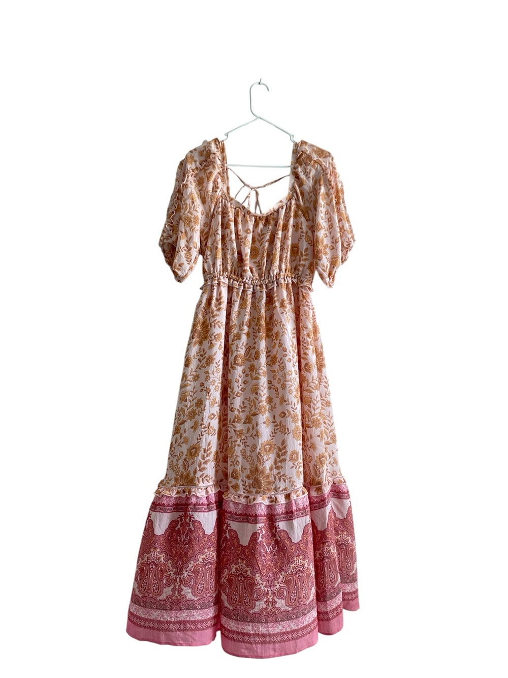 Boho Floral Maxi Dress in Blush & Pink
